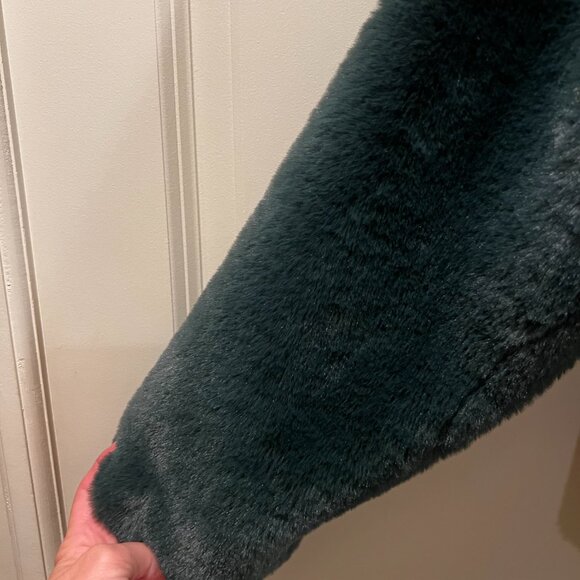 Rachel Zoe Faux Fur Bomber Jacket with Hood – Forest Green | Size XS - Picture 5 of 5